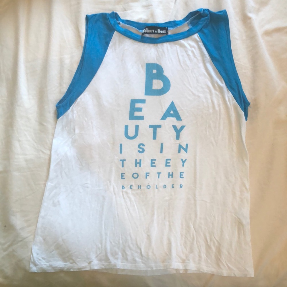 Sunset and Rose Sleeveless Baseball Tee with Text